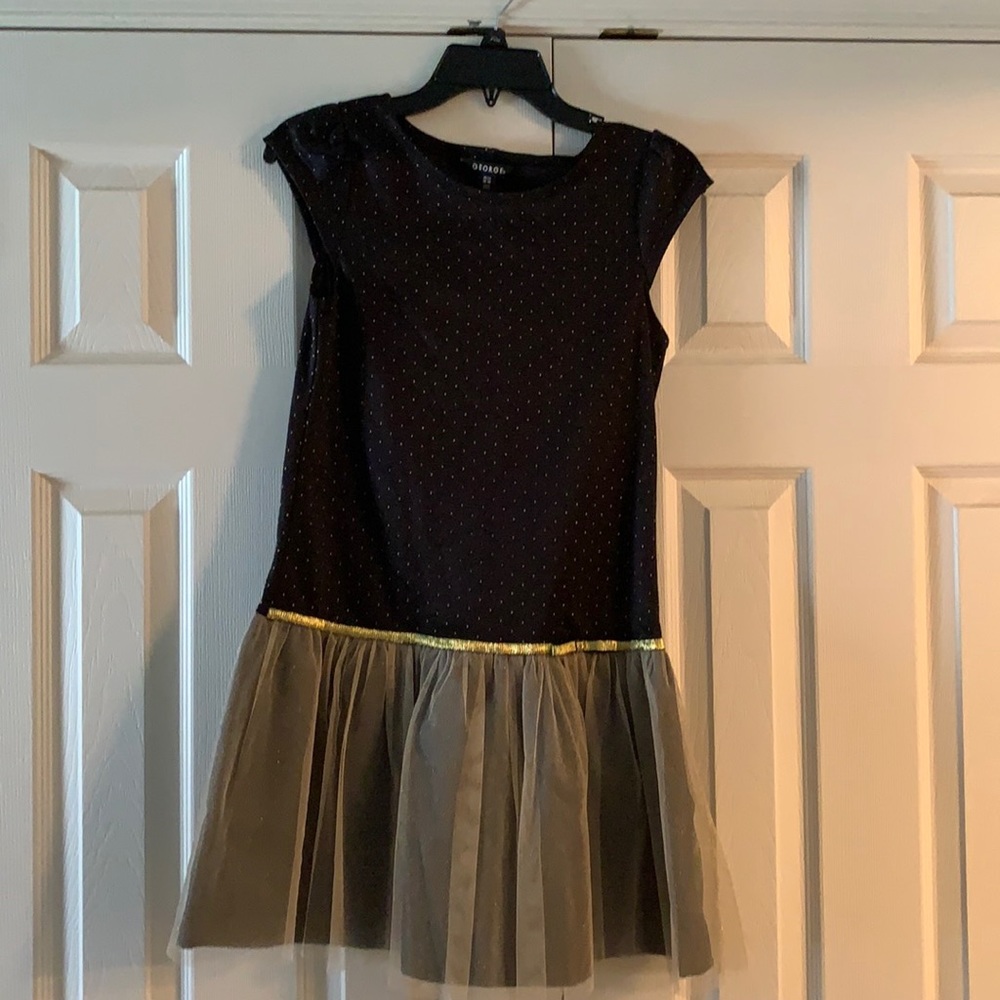 black and gold polka dot dress